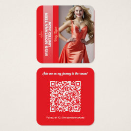 Profielkaart voor pageant-titelhouder | Color Pop  Vierkante Visitekaartjes