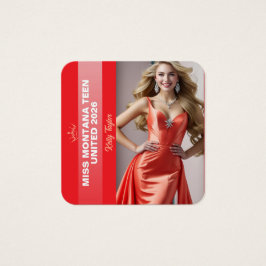 Profielkaart voor pageant-titelhouder | Color Pop  Vierkante Visitekaartjes