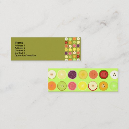 Profielkaart voor vruchten retro mini visitekaartje (Voorkant / Achterkant)