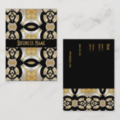 Profielkaart Zwart Beige Gold Print Pearl (P2) Visitekaartje (Voorkant / Achterkant)
