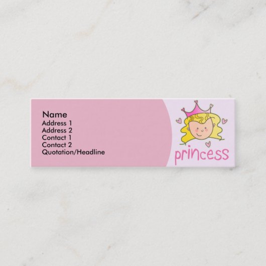  profielkaarten van Blonde Princess Skinny Mini Visitekaartje (Voorkant)