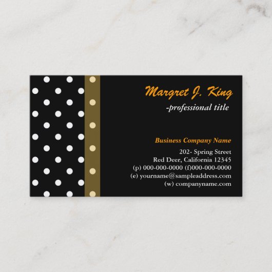 Profielkaarten voor zwarte en witte polka-punten visitekaartje (Voorkant)