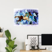 PROFIELPORTRAIT VAN EEN PINTO HORSE RUNNING POSTER (Thuiskantoor)