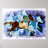 PROFIELPORTRAIT VAN EEN PINTO HORSE RUNNING POSTER (Voorkant)