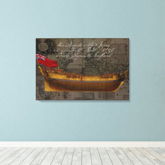 Profile Painting of Ship Jersey Canvas Afdruk (Insitu (Houten vloer))