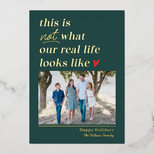 Profiteer van een echte Folie kerstkaart voor fees Feestdagenkaart (Voorkant)