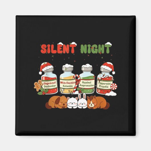 Profol Silent Night Funny Vet Tech Christmas  Magneet (Voorkant)