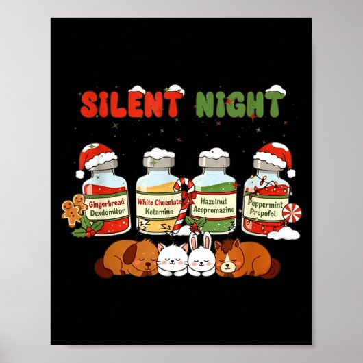 Profol Silent Night Funny Vet Tech Christmas Poster (Voorkant)