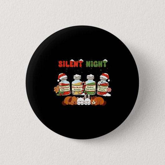 Profol Silent Night Funny Vet Tech Christmas  Ronde Button 5,7 Cm (Voorkant)
