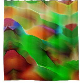 Profunditeit en gekleurde reliëf, groen overheerst douchegordijn