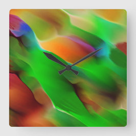 Profunditeit en gekleurde reliëf, groen overheerst vierkante klok