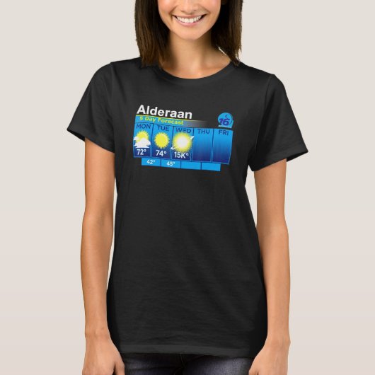 Prognose van funny Weather in Alderaan op 5 dagen T-shirt (Voorkant)