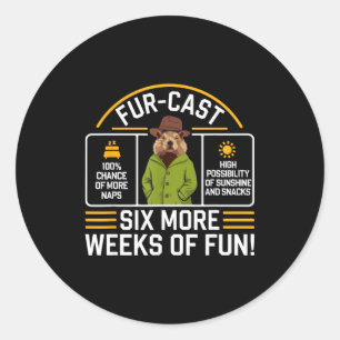 Prognose voor Dag van de marmot Puns sarcasme Grap Ronde Sticker