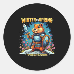 Prognose voor Dag van de marmot Sarcasme Grappig V Ronde Sticker