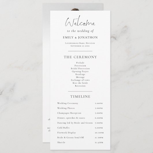 Program and Menu combined with photo Wedding (Voorkant / Achterkant)