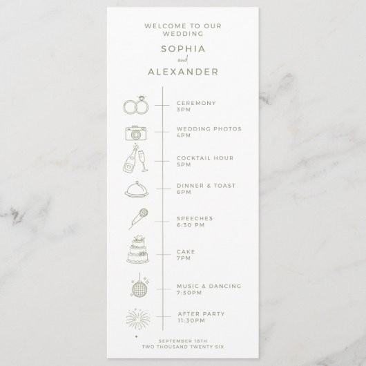 Program for a modern wedding. programmakaart (Voorkant)