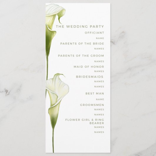 Program for a modern wedding. programmakaart (Achterkant)