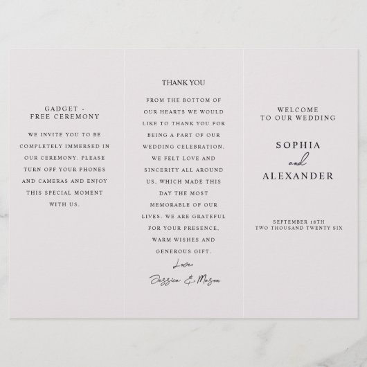 Program Minimalist Timeline for a Modern Wedding. Flyer (Voorkant)