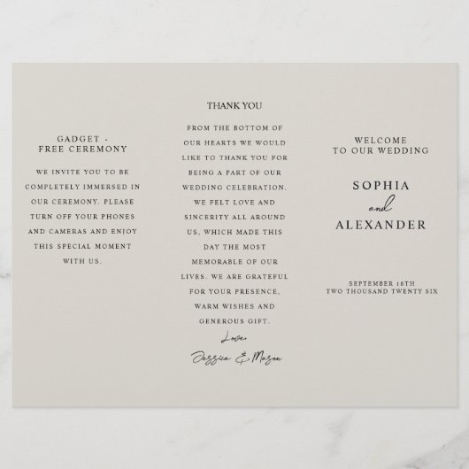 Program Minimalist Timeline for a Modern Wedding. Flyer (Voorkant)