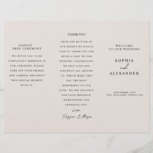 Program Minimalist Timeline for a Modern Wedding. Flyer (Voorkant)