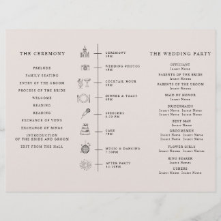 Program Minimalist Timeline for a Modern Wedding. Flyer