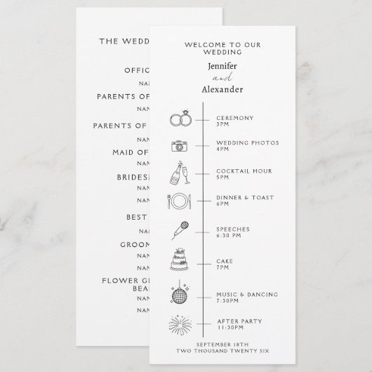 Program Modern Wedding. Programmakaart (Voorkant / Achterkant)