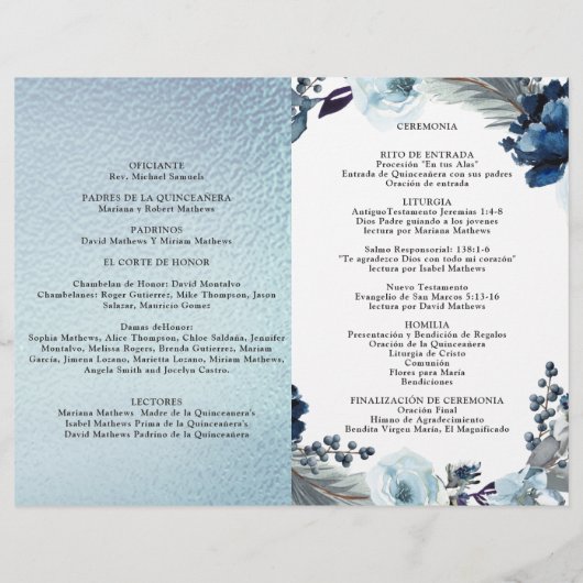 Programa de Quinceañera Azul Claro con Aluminio (Achterkant)