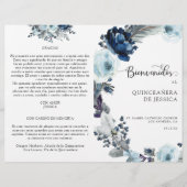 Programa de Quinceañera Azul con Flores (Voorkant)