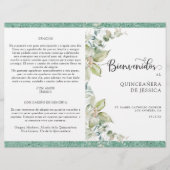 Programa de Quinceañera Verde con Hojas (Voorkant)