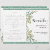 Programa de Quinceañera Verde con Hojas (Voorkant / Achterkant)