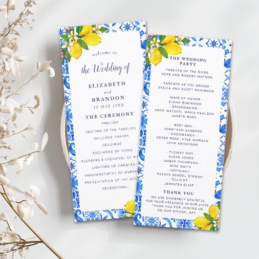 Programa Mediterranean Tiles Wedding with Lemon Programmakaart