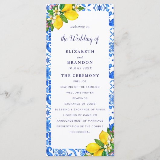 Programa Mediterranean Tiles Wedding with Lemon Programmakaart (Voorkant)