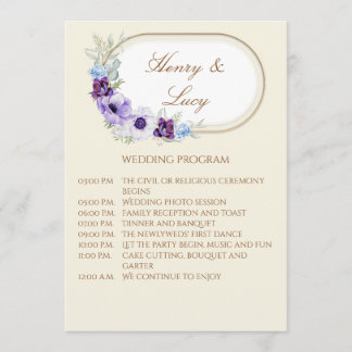 Programa planoLilac and Violet Floral Cream Garden Programmakaart
