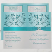 Programma Aqua en Silver Floral Quinceanera (Voorkant / Achterkant)