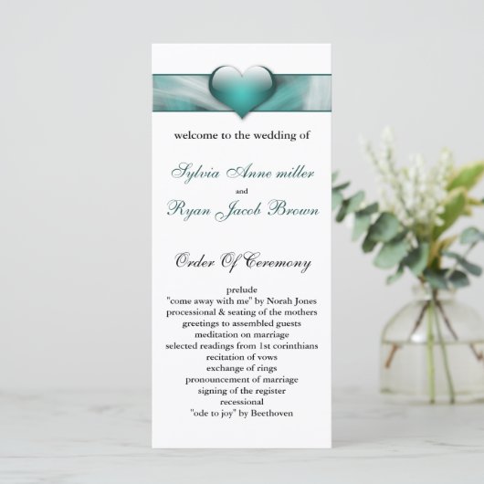 programma aqua Wedding Programmakaart (Staand voorkant)