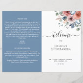 Programma Blauwe en Blush Floral Quinceanera (Voorkant)