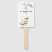 Programma Boho Pink en Gold Feathers Handwaaier (Achterkant)