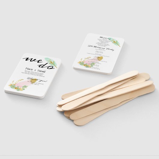 Programma Boho Pink en Gold Feathers Handwaaier (Niet-gemonteerd)