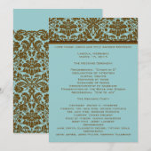 programma Brown Damask Wedding Programmakaart (Voorkant / Achterkant)