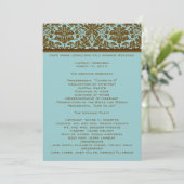 programma Brown Damask Wedding Programmakaart (Staand voorkant)