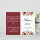 Programma Burgundy en Blush Floral Quinceanera (Staand voorkant)