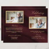 Programma Burgundy & Gold Funeral | Dienstenvolgor (Voorkant / Achterkant)