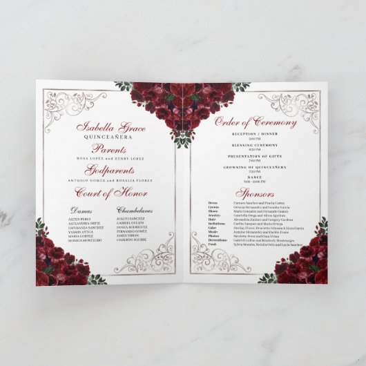 Programma Burgundy & Silver Tiara Quinceanera (Binnen)