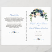 Programma Charm Navy Blue Blush Flowers Bloom Flyer (Voorkant)