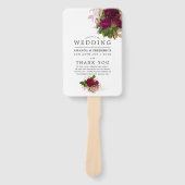 programma Chic Blush en Burgundy Wedding Handwaaier (Voorkant)