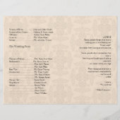 Programma Cream and Gold Damask Wedding (Achterkant)