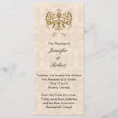Programma Cream and Gold Damask Wedding Programmakaart (Voorkant)