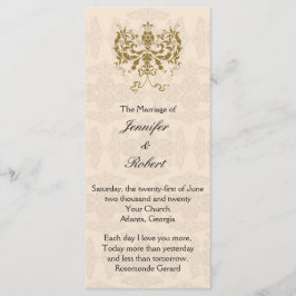 Programma Cream and Gold Damask Wedding Programmakaart