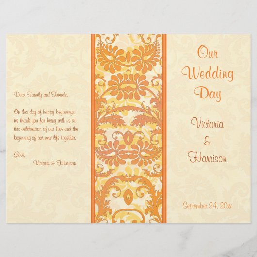 Programma Cream, Oranje, Gold Damask Wedding (Voorkant)