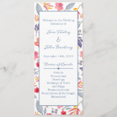 Programma Dusty Blue Floral Programmakaart (Voorkant)